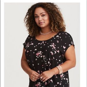 Torrid Black and Purple Open Backed Blouse